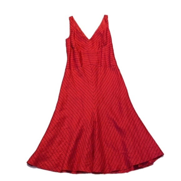 Ralph Lauren Black Label Exclusive Linen Nautical Red & Navy Stripe Midi dress 4 - Picture 1 of 14